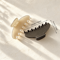 Grande pince à cheveux coréenne vintage à pois en acétate, faite à la main, personnalisable, polyvalente, accessoire de coiffure tendance et simple