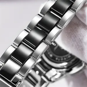OEM 스테인레스 스틸 금속 시계 체인 스트랩 액세서리 럭셔리 캐주얼 여성 남성 시계 실버 밴드 벨트