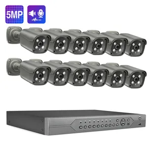 16ch NVR Full Color Night Vision 5 MP 16 Channel Poe Cctv Camera System For Outdoor Security System