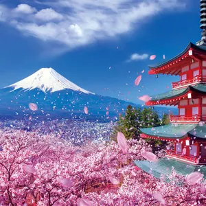 جبل نيستوري فوجي أزهار الكرز مجموعات اللوحة الماسية لوحة فنية ماسية لوحات ديكور المنزل للبيع بالكامل