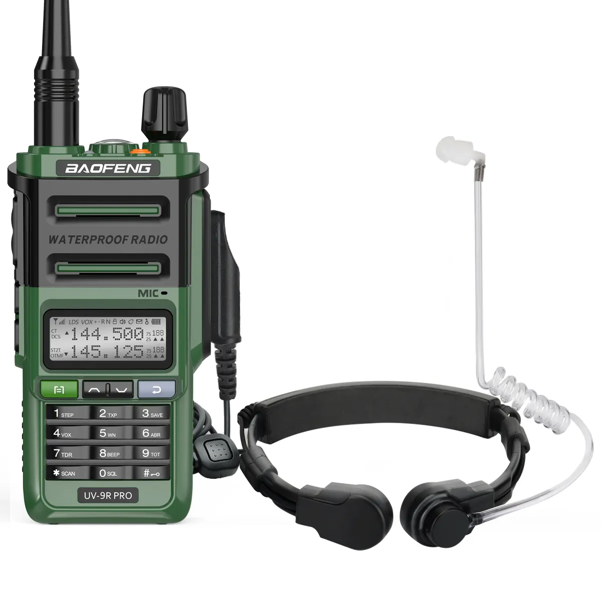 Mikrofon Tenggorokan Fleksibel Headset Tabung Udara MIK Lubang Suara untuk CB Radio Tahan Air Walkie Talkie BAOFENG UV-9R Plus Pro UV-XR