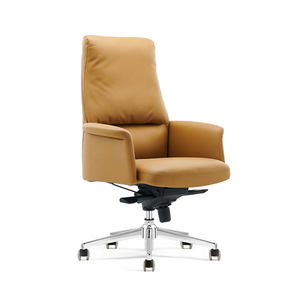 Silla de Oficina Ejecutiva de Cuero Genuino, Giratoria, Reclinable, con Función de Masaje, Silla de Cuero para Restaurante - Product Image 1