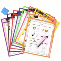 Pochette transparente effaçable pour enfants, pour écrire et dessiner, en plastique, fournitures scolaires, pochettes effaçables à sec