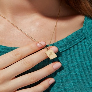Collar con Colgante Rectangular Personalizado de Moda, Acero Inoxidable, Chapado en Oro de 18K, con Signo Zodiacal - Product Image 5