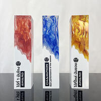 Nouveaux prix personnalisés de plaque de trophée Rectangle en cristal de résine bleu orange rouge