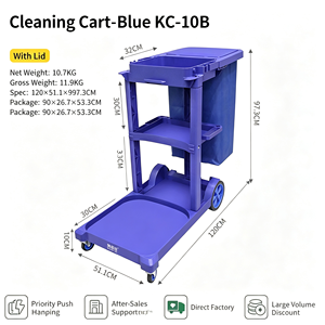 Chariot de service ménager robuste avec étagères de rangement, seau amovible, support à déchets et roues silencieuses pour hôtel - Product Image 5