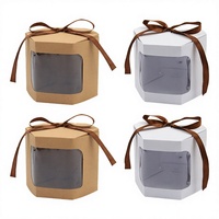 Dossiers en papier kraft recyclable en forme d'hexagone, fermeture magnétique, doublure en éponge, laminage mat, ruban, emballage cadeau pour fête