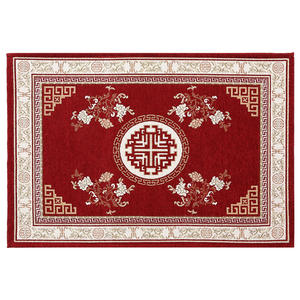 Dornier Nouveau paillasson rectangulaire rouge de style chinois à motif médaillon, antidérapant, pour entrée de maison, en fibre de polyester - Product Image 3