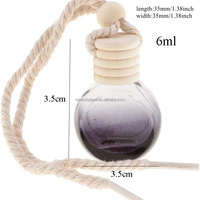 Rafraîchisseur d'air coloré oblat 6ml bouteille vide en verre de parfum suspendu pour voiture pour diffuseur d'huiles essentielles de parfum