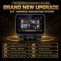 Autoradio multimédia portable Android 8,4'' avec écran partagé, RAM 8 Go, pour Land Rover Discovery 4 2012-2016, navigation GPS, CarPlay