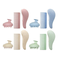 Kit de brosses à cheveux en paille les plus vendues, brosse à cheveux manuelle pour le cuir chevelier, peigne démêlant à dents larges, poignée en paille imperméable, brosse à marque privée