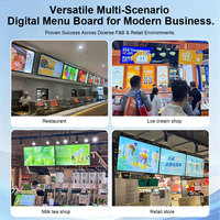 Pantalla Digital de Menú de 43 49 55 65 Pulgadas Full HD 1080P, Señalización WiFi Android Montada en la Pared con CMS en la Nube para Restaurantes de Comida Rápida