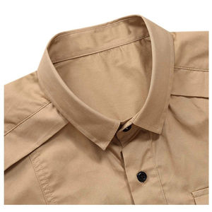 TKAN684 Venta al por mayor logotipo personalizado de los hombres Casual Color sólido camisas de manga larga al aire libre de los hombres camisas de algodón de bolsillo camisas de trabajo - Product Image 6