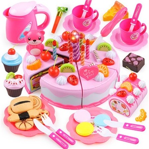 Juego de juguetes de cocina para cortar pasteles de juguete para niños, pastel de cumpleaños de plástico, comida de juguete para niñas de 3 a 6 años - Product Image 1