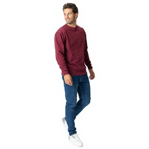 Sweat-shirt à col rond pour homme, coupe classique, couleur unie, manches longues, tricot en coton, pull décontracté, vêtements d'automne - Product Image 4