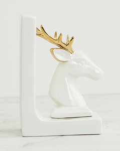 <strong>Cute</strong> Reindeer Shaped Ceramic <strong>Bookend</strong> Reindeer Design with Electroplated Antler <strong>Bookends</strong> Ceramic Decorative Deer <strong>Bookends</strong> Stand - Product Image 3