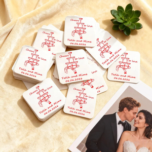Свадебные сувениры: бумажные подставки под кружки, персонализированные свадебные подставки, индивидуальные подставки, персонализированный свадебный подарок, подарок на девичник - Product Image 4