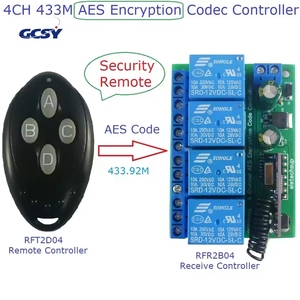 Eletechsup DC 12V 433M Superheterodyne Remote <strong>Control</strong> RFR2B04 RFT2D04 <strong>4</strong> Buttons AES <strong>Encryption</strong> 128 Bit Secret Key Rolling Code - Product Image 3