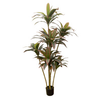 Planta Artificial de Cordyline Fruticosa en Maceta de Plástico, Plantas Artificiales para Exteriores, Decoración de Oficina, Jardín y Hogar