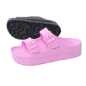 HEVA Trending Mulheres Sapatos Conforto Grosso Sole Sliders Chinelos Fivela Ajustável Soft Arch Fitness Luz EVA Plataforma Sandálias