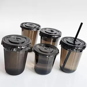 Round Shape Dessert Empty Cups 330ml 400ml 420ml 500ml 700ml Plastic Bubble Tea To Go Cups Juice Coffee Take Away Cup