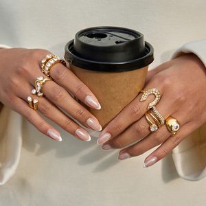 Anello QISEN <span class=keywords><strong>2026</strong></span> in Acciaio Inossidabile Impermeabile con Zirconi, Placcato Oro 18K, Resistente all'Appannamento, Anello Vistoso e Impilabile - Product Image 3