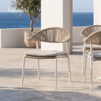 Chaise de salle à manger d'extérieur empilable moderne en corde tressée, mobilier de patio avec structure en aluminium, sièges de jardin pour hôtel, restaurant, complexe hôtelier