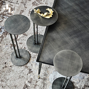 Juego de Mesa Auxiliar de Sofá de Lujo para Sala de Estar de Estilo Moderno, Mesa Esquinera Gris con Marco de Metal para Hotel y <span class=keywords><strong>Restaurante</strong></span> - Product Image 2