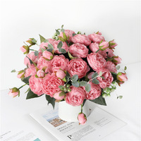 9 fleurs de pivoine artificielles en soie, réalistes, pour la maison, mariage, Saint-Valentin, faites à la main, à tenir en main, Fleur de Lys, pour bureau