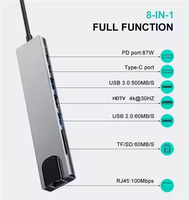 Estación de Conexión USB C 8 en 1 Todo en Uno con HDMI 4K, RJ45 Ethernet, Lector de Tarjetas SD y TF, USB 3.0 con 100W PD para MacBook, Laptop y PC