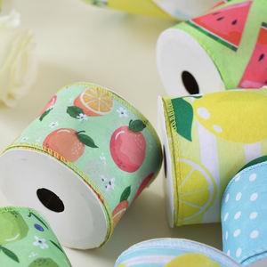 Заводская лента средней длины на заказ, проводная лента с краями, летняя лента для рукоделия с фруктами, тканевая Проводная лента для венка, подарок, свадебный Декор - Product Image 5