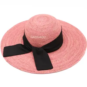 C Raffia Straw Beach Floppy Hat for Women Lady Travelling Sun Protection Hat