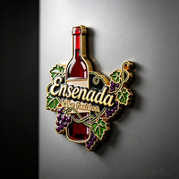 Badge en forme de grappe de raisin, personnalisé, en émail souple, impression couleur, souvenir de cave à vin, présentoir de vente au détail, emballage en carton, aimant de réfrigérateur en métal