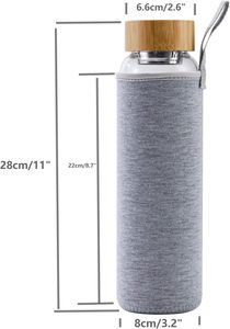 Muestra Gratis Botella de Agua de Vidrio de Borosilicato Transparente de Alta Calidad de 350 ml, 500 ml, 700 ml con Tapa de Acero Inoxidable - Product Image 2