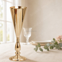 ANNIELU Lot de 3 Vases Centraux en Métal Doré, Supports Trompette de 25cm, 31cm, 43cm pour Décoration de Table de Mariage et Banquet (Vente en Gros)