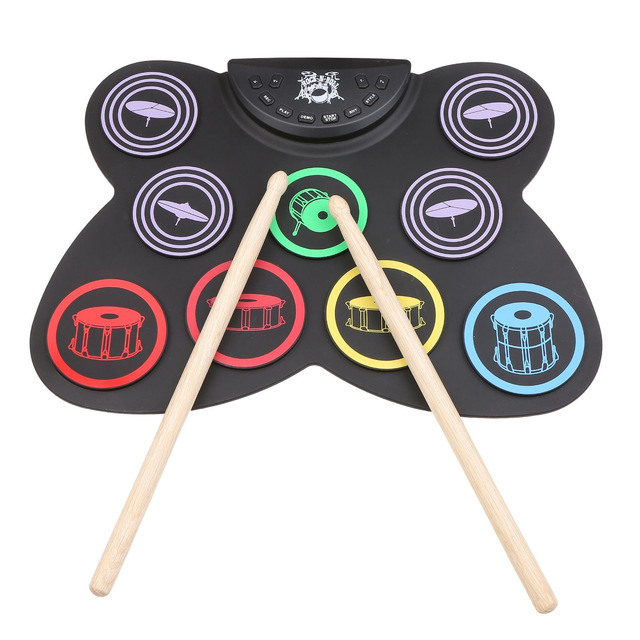 Colorful Electronic Drum Kit USB or AA Battery Musical Instrument Silicone Electronic Drum Set for Kids and Adult Beginner