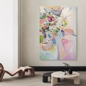 Hand Painted Oil Painting Textured Abstract <b>Art</b> Rectangle Modern Minimalist Living Room Sofa Background Wall Hanging Decor - Product Image 2