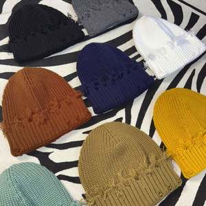 Bonnet tricoté chaud unisexe style streetwear américain, motif déchiré, pour l'hiver, style hip-hop punk - Product Image 2