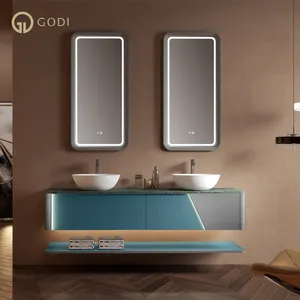 GODI Latest Antique Bathroom Vanity Units With Sink And Side Cabinet Wall Hung Waterproof Bathroom Cabinet Set