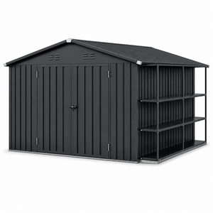 Extra Spacious 12*10ft Heightened Galvanized Double Door Metal Shed Lockable <strong>Unit</strong> For <strong>Backyard</strong> Garden <strong>Storage</strong> - Product Image 6