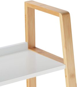 4 Tier Ladder Shelf <strong>Storage</strong> <strong>Unit</strong> with White Shelves <strong>for</strong> Bathroom <strong>Kitchen</strong> Living Room Bamboo - Product Image 6