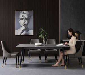 Ensemble <span class=keywords><strong>de</strong></span> <span class=keywords><strong>table</strong></span> à manger en marbre pour petit appartement <span class=keywords><strong>Pied</strong></span> en <span class=keywords><strong>bois</strong></span> <span class=keywords><strong>massif</strong></span> Plaque <span class=keywords><strong>de</strong></span> roche <span class=keywords><strong>Table</strong></span> et chaise rectangulaires - Product Image 3