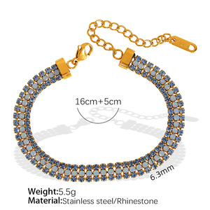 Shiny Row Zircon <b>Bracelet</b> 18K Gold Plated Anti Tarnish Titanium Stainless Steel <b>Bracelet</b> Chain - Product Image 5