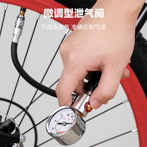 Pompe à vélo avec manomètre 80-130Psi, adaptateur de valve en alliage d'aluminium, outils de réparation de pneus de vélo de montagne - Product Image 5