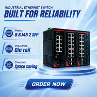 Switch Jaringan Ethernet Industri Tanpa Manajemen Tipe Din-Rail 4-Port/8-Port/16-Port RJ45 Plug-and-Play Rail-Mount 10 Mbps Tangguh
