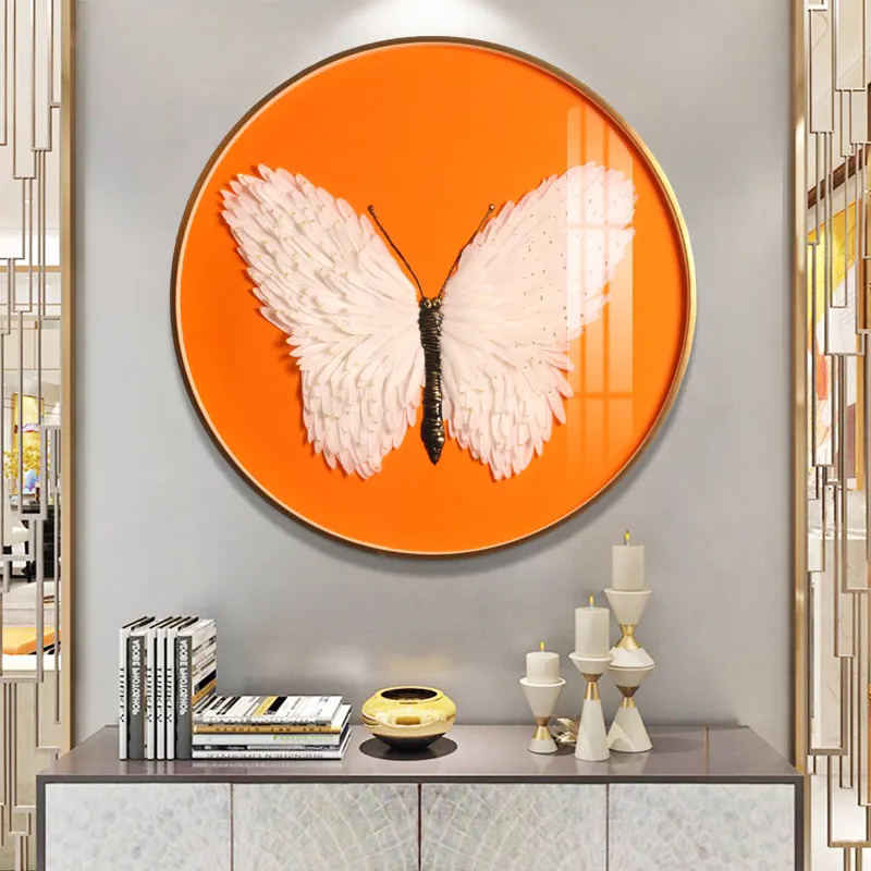 New Arrival Arts Craft Full Crystal Porcelain Real Beautiful Butterfly Painting Wall Decor DIY Abstract 5D Handmade Painting