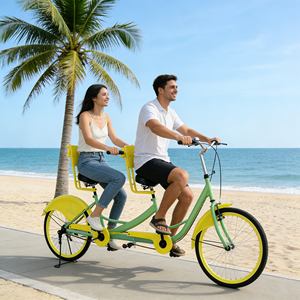 Vélo familial écologique, vélo <span class=keywords><strong>cargo</strong></span> <span class=keywords><strong>tandem</strong></span>, 2 personnes, antirouille, capacité de charge stable, pour les promenades en parc - Product Image 3