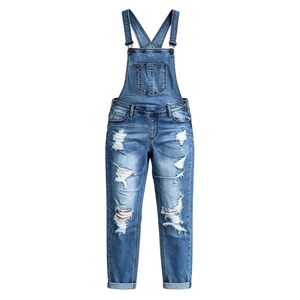 Women Ripped Denim Overalls Slim Fit Suspender Pants Distressed Jean Jumpsuit Side Zipper <strong>Dungarees</strong> Skinny Streetwear Jumpsuit - Product Image 5