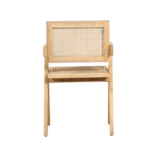 Grosir harga murah kursi kayu Solid ruang makan mebel kafe kursi makan kayu dengan rotan