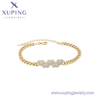 Pulsera de Tenis con Dijes de Xuping Jewelry Dubái Bañada en Oro de 14K y 18K con Eslabones de Cadena a Mano, Moda Lazo, Flor, Corazón y Mariposa Helada para Mujer